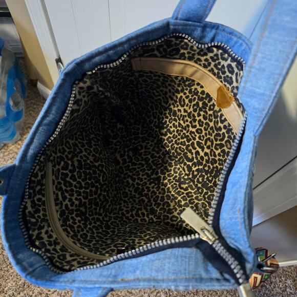 Blue Denim Upcycle Shoulder Bag Purse - Picture 3 of 4